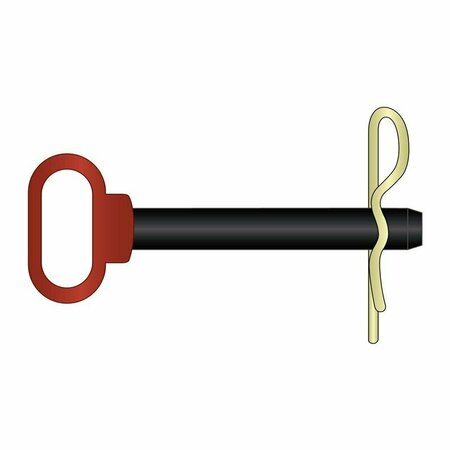 HERITAGE Hitch Pin Red Hd, 1-1/8" x 8-1/2", Clip HPR-1125-8500